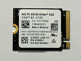 Wd Pc SN740 2TB M.2 2230 Ssd Nv Me PCIe4x4 For Steam Deck Rog Flow X X13 Laptop - £127.97 GBP