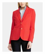Ralph Lauren Textured Knit Cotton Blazer Jacket Red Gold Buttons sz S new - $106.96 CAD