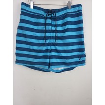 Nautica Swim Trunks Large Mens Mesh Lined Blue Striped Swim Wear Bottoms - £20.87 GBP
