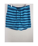 Nautica Swim Trunks Large Mens Mesh Lined Blue Striped Swim Wear Bottoms - £20.91 GBP