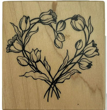 Tulip Heart Wreath Rubber Stamp Spring Flowers PSX F-2824 Vintage 2001 New - $8.77
