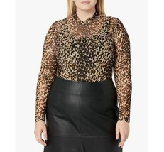 City Chic Womens XXL 24 Animal Print Sheer Long Sleeve Bodysuit NWT AA29 - £29.27 GBP