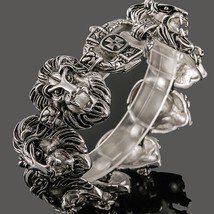 Lion Heads Chain Man Bracelet For Men Stainless Steel Mens Metal Charm Bracelets - £29.95 GBP