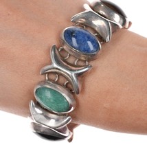 7&quot; Large Vintage Mexican sterling multi-stone bracelet - $227.70