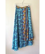 Mandala One Suze Turquoise Wrap Skirt Reversible Double Layer One Size S... - $386.04 MXN