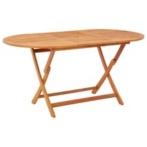 Outdoor Garden Patio Wooden Folding Dining Table With Umbrella Hole Solid Wood - £60.02 GBP+