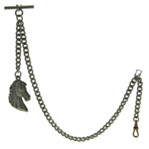 Albert Chain Bronze Color Pocket Watch Chain for Men with Horse Fob T Bar AC142 - £13.51 GBP