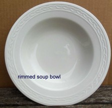 Block Gala Rimmed Soup Bowl White on White Embossed Design 9&quot; - £9.49 GBP