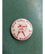 1958 Red Lake Falls Minnesota MN Bow Hunters Pin Vintage Archery Button - £67.72 GBP