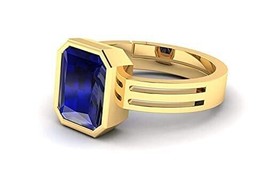 Gemstone Ratna Blue Sapphire Neelam Gemstone Gold Plated Ring for Women and Men - £24.21 GBP