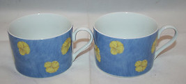 Set of 2 Mikasa Pansy Blue Coffee Tea Mug Cups L5754 Fine China Japan Ye... - $42.68