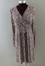 Boden Dress Size 12R Burgundy and White Layla Jersey Faux Wrap Pockets - $34.53