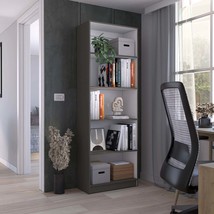4-Shelf Bookcase: Multi-Tier Storage | Gray/White Office &amp; Home Shelf - $3,051.75 MXN