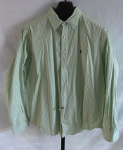 Ralph Lauren Green Black White Striped button Long Sleeve shirt Mens Siz... - $21.77