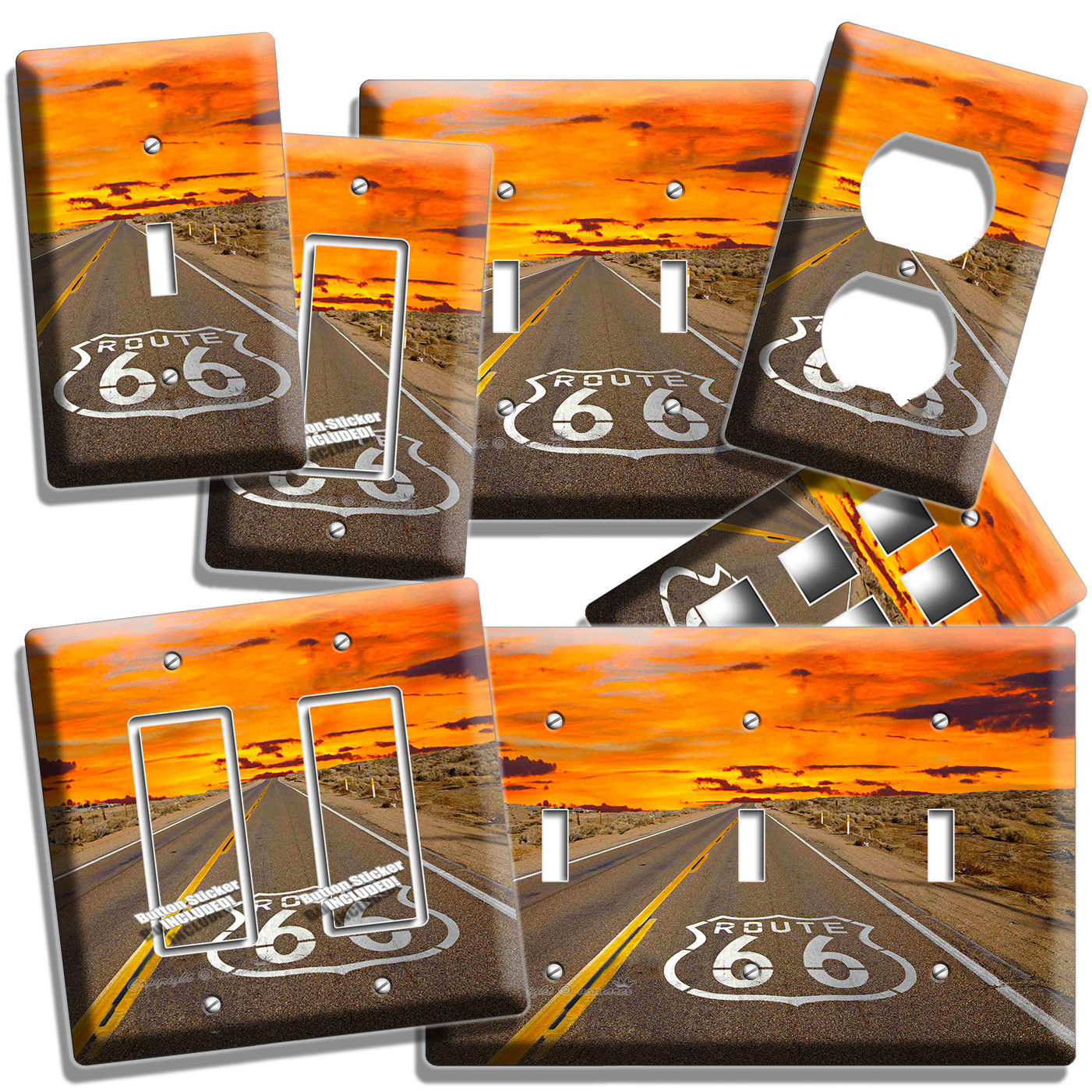 ROUTE 66 LONG HISTORIC ROAD SUNSET LIGHT SWITCH OUTLET WALL PLATE ROOM A... - $9.99+