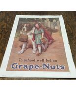 Vintage Grape nuts cereal poster To school well fed on grape nuts girl a... - €17,07 EUR