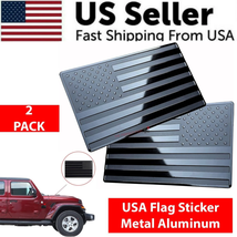 2PCS Metal USA Flag Sticker American Car Truck Decal Emblem Black - £6.45 GBP