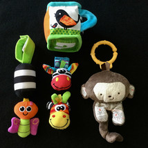 Baby Didactic Sensory Toy Lot Monkey, Butterfly, Cow, Wrist Rattles Bracelet - $29.13