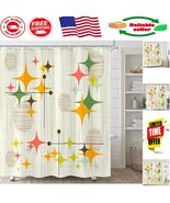 Mid-Century Modern Waterproof Shower Curtain with Retro Star Pattern, 72... - $701.41 MXN