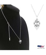 Super Mom Silver Pendant Necklace Rope Chain Love Gift For Mom Mama Moth... - £6.19 GBP