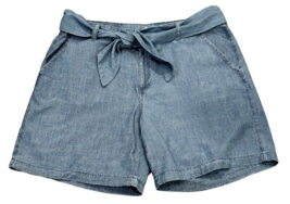 Mom Shorts Womens Size 16 High Waist Blue Chambray Belted St. John&#39;s Bay - £6.83 GBP