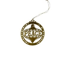 Vintage Brass Laser Cut Gold Peace Christmas Tree Ornament Holiday  - £7.48 GBP