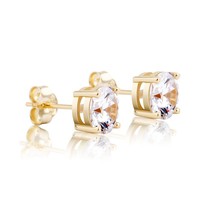 TOPGRILLZ 4.6.8MM Round Cut CZ Stud Earrings Gold 925 Silver Jewelry For Women H - £17.50 GBP