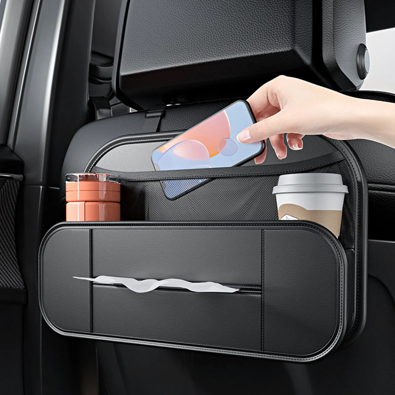 Fiber Leather Car Storage Bags Seat Back Hanging Bag Car Accessories Organizer - £27.28 GBP