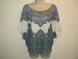 Cache Top Women&#39;s Size S, But Oversized Baroque Design Dolman Sleeves - £16.19 GBP