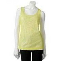 Womens Tank Top Dana Buchman White Yellow Sequined Sleeveless Shirt $48-sz XS - £12.61 GBP