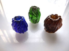 3 Antique Mid 1800's Large Rare American Glass Curtain Pulls Blue Green ... - $17.09