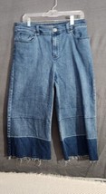 Soft Surroundings Denim Wide Leg Jeans Sz 12 Crop capri Womens two-tone ... - £23.55 GBP