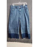Soft Surroundings Denim Wide Leg Jeans Sz 12 Crop capri Womens two-tone ... - £23.73 GBP