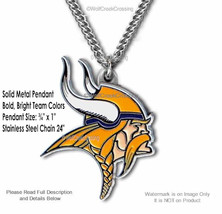 MINNESOTA VIKINGS NECKLACE STAINLESS STEEL CHAIN  FOOTBALL - NFL FREE SH... - $20.76