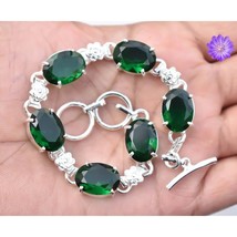 Chrome Diopside Gemstone Chain Bracelet 925 Silver Bracelet Handmade Jewelry 7&quot; - £10.43 GBP
