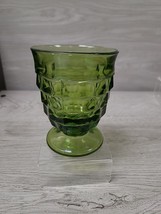 Indiana Glass Whitehall Colony Cubist Avocado Green Footed Juice Glass 5oz - £5.48 GBP