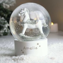 Personalised Name Only Rocking Horse Glitter Snow Globe - Christmas Glob... - $15.99