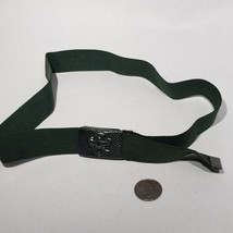 VTG Girl Scout Green Elastic Web Belt Slide Metal Buckle with Embossed Logo EUC - £10.12 GBP