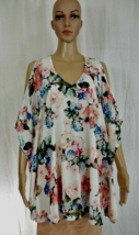 Show me your Mumu Peta Boo Floral Tunic Top Cold Shoulder Flowing Blouse... - £31.96 GBP