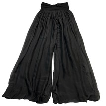 Giusy Palazzo Pant Womens L Black Gauzy Silk Blend Genie Pull On Lined F... - $27.28