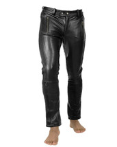 Stylish Men&#39;s Black Genuine Real Lambskin Leather Trouser Pants Handmade Biker - £84.82 GBP+