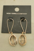 New York &amp; Company Clear Gem Rose Gold Dangle Drop Fashion Earrings - $5.59