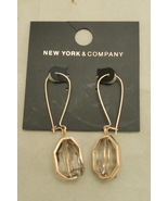 New York &amp; Company Clear Gem Rose Gold Dangle Drop Fashion Earrings - £4.37 GBP