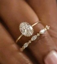 2CT Oval Cut Moissanite Diamond Wedding Engagement Ring Set 925 Silver Ring - £133.77 GBP