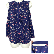 LC by Lauren Conrad Blue Floral Print Top Blouse SMALL Sleeveless  - $256.59 MXN
