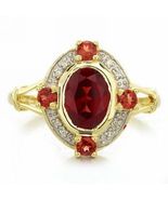  0.50 Ct Oval Cut Red Garnet Wedding Engagement Ring 14k Yellow Gold Fin... - £71.13 GBP