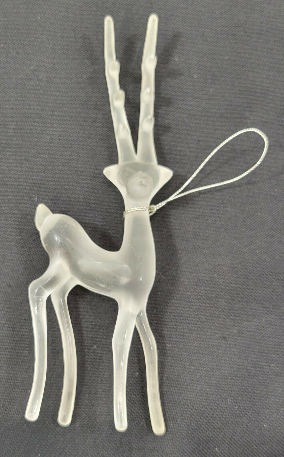 M) Vintage Clear Plastic Christmas Reindeer Ornament - $5.93