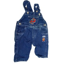 Carters Boys Infant Baby 0 3 months parachutes airplane Bib Overalls jean denim - $9.89