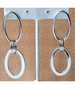 Italian Sterling Silver Triple Ring Interlocked Dangle / Post Earrings, ... - $51.95