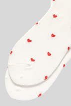 White Valentines Heart Pattern Crew Socks - $76.97 MXN